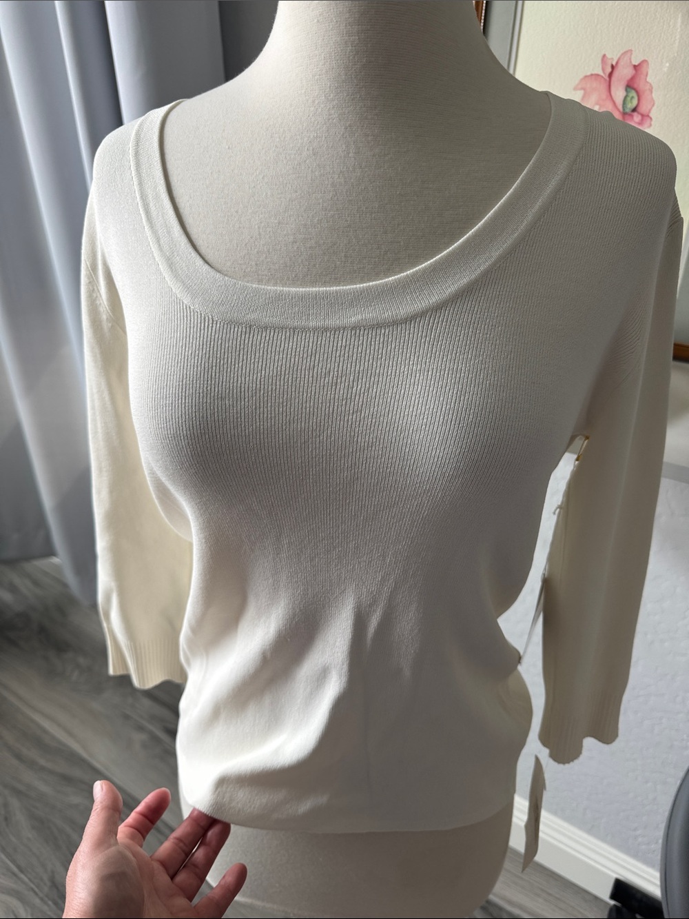 Joseph Cream Scoop Neck Long Sleeve Top